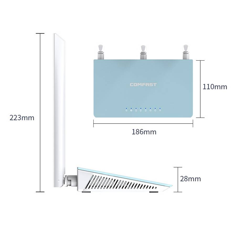COMFAST CF-WR616AC Home 1200Mbps Dual-band Gigabit Rate Wireless Router 2.4G/5.0G WiFi Network Ext