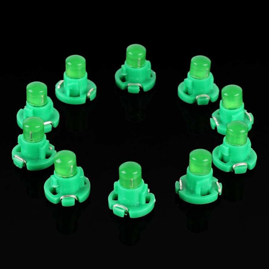 10PCS 2W T4.2 Wedge Instrument Panel LED Light Dashboard Gauge Cluster Indicator Lamp Bulb(Green Lig