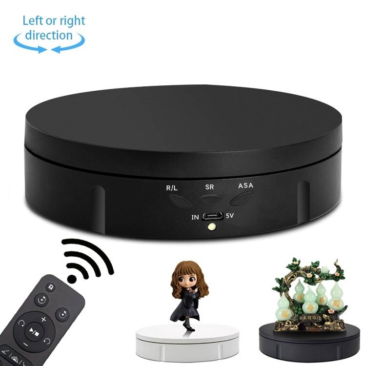 14.6cm Remote USB Electric Rotating Turntable Display Stand, Load: 10kg(Black)