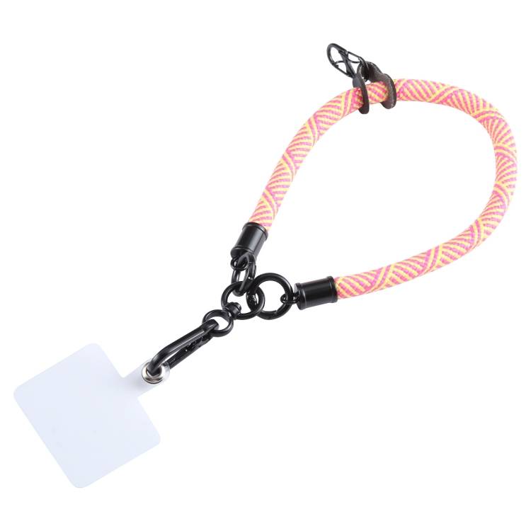 Universal Phone Diagonal Pattern Short Wrist Lanyard(Rose Red Yellow)
