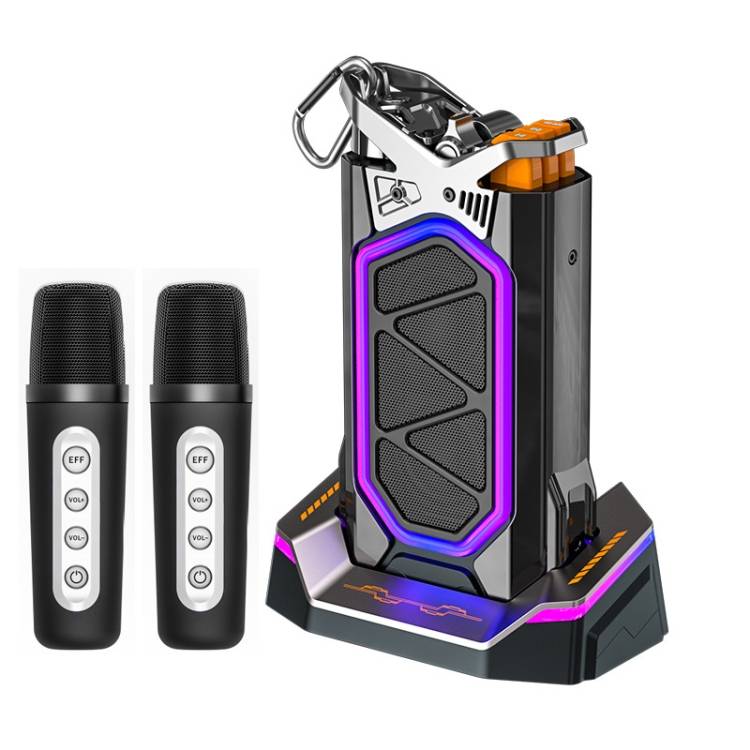 GQ-18 RGB Colorful Mech Mechanical Waterproof Wireless Bluetooth Desktop Subwoofer, with Dual Mic
