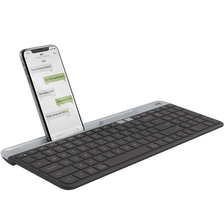 Logitech K580 Dual Modes Thin and Light Multi-device Wireless Keyboard with Phone Holder (Black)