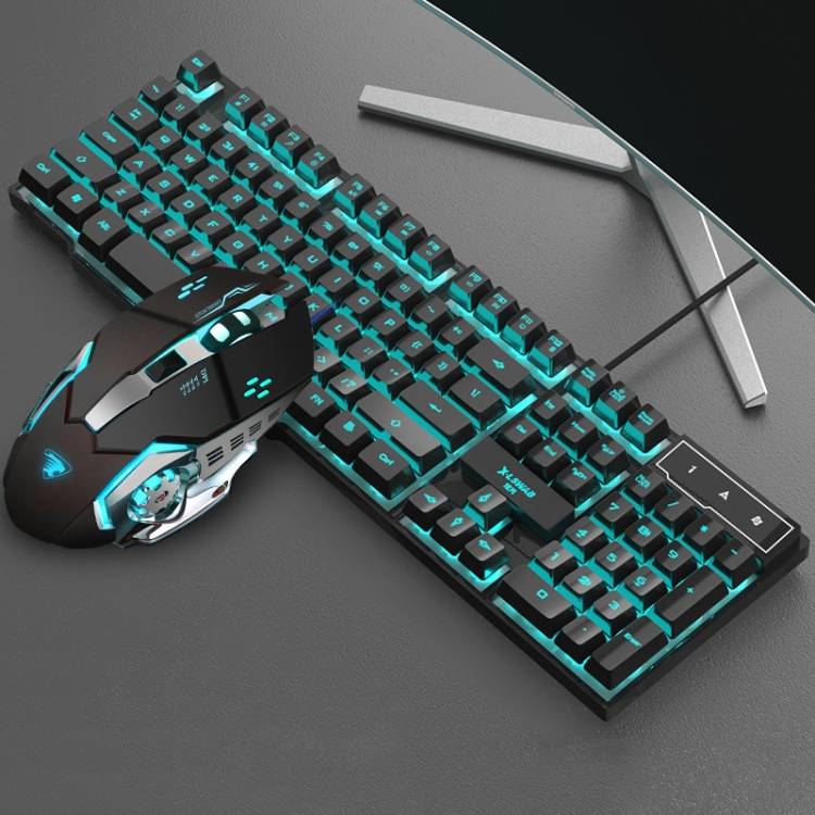 X-L SWAB GX50 Computer Manipulator Feel Wired Keyboard + Macro Programming Mouse,  Black Ice B