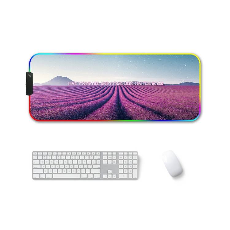 350x900x3mm F-01 Rubber Thermal Transfer RGB Luminous Non-Slip Mouse Pad(Lavender)
