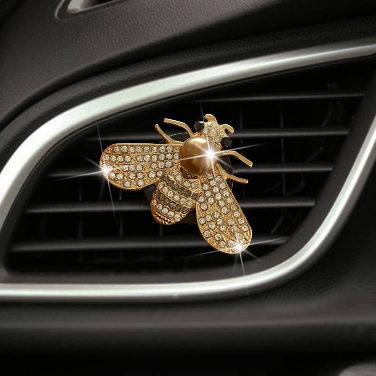 Pearl-encrusted Little Bee Car Air Conditioner Air Outlet Decoration Aromatherapy Clip, Color: 1