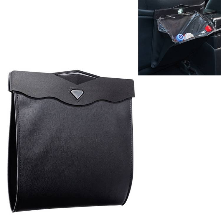 Car Multifunctional LED Design Hanging Folding Garbage Bin Storage Box (Black)