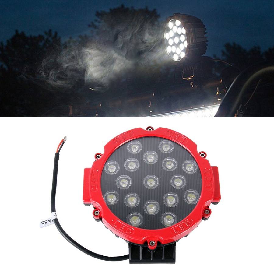 2 PCS 51W 3500LM 6500K White Light 17 LED Waterproof Car Boat Marine Work Lights Spotlight LED Bulb