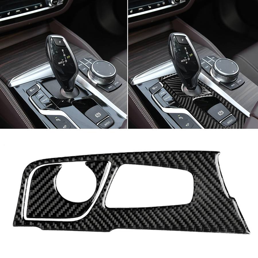 2 in 1 Car Carbon Fiber Gear Position Panel Decorative Sticker for BMW 5 Series G38 528Li / 530Li /