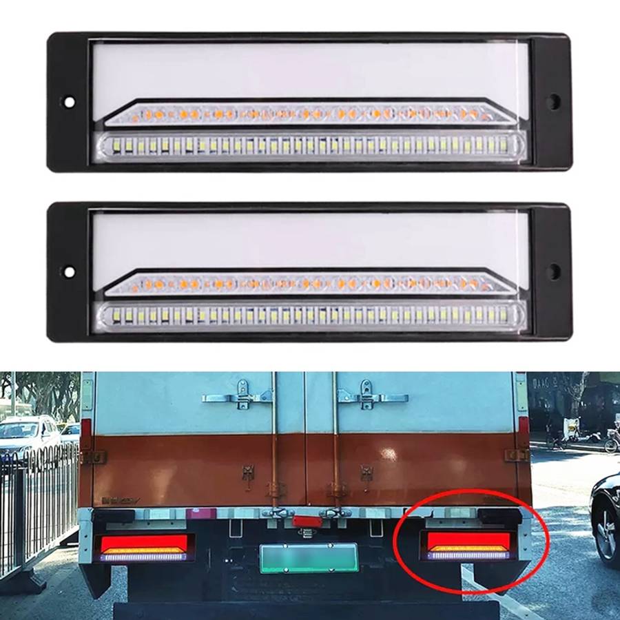 2 PCS Heavy-duty Truck Trailer 147LED Light Guide Three-color Brake Light (Transparent)