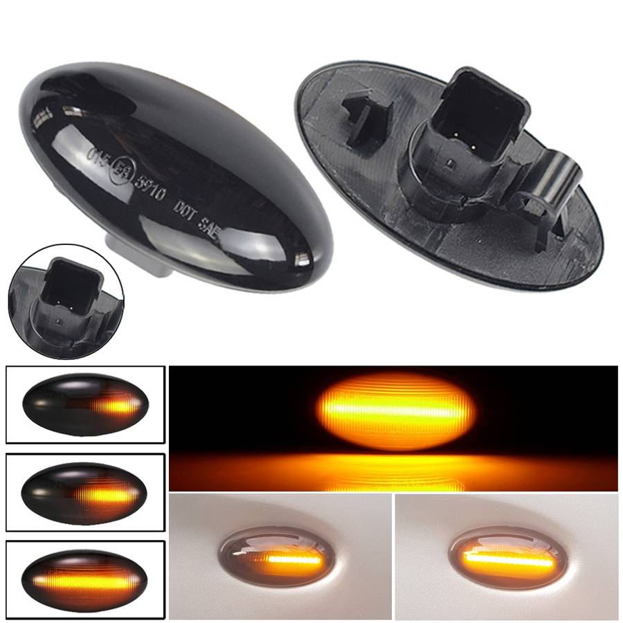 2pcs For Peugeot 1007 Car Dynamic LED Fender Side Light 817300H010 (Transparent)