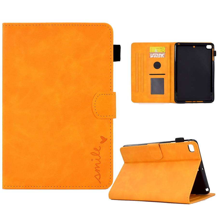 For iPad mini 5/4/3/2/1 Embossed Smile Flip Tablet Leather Smart Case(Red)