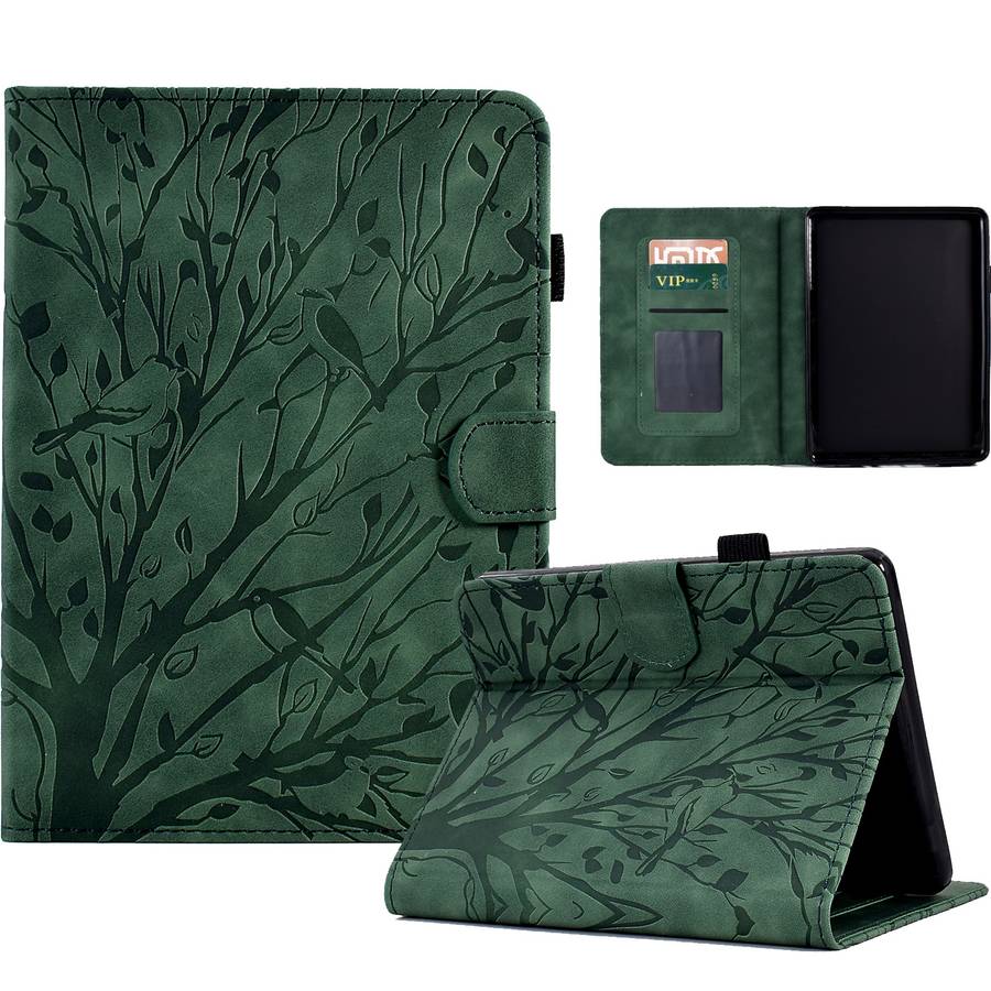For Amazon Kindle 11th 2022 Fortune Tree Pressure Flower PU Tablet Case with Wake-up / Sleep Functio
