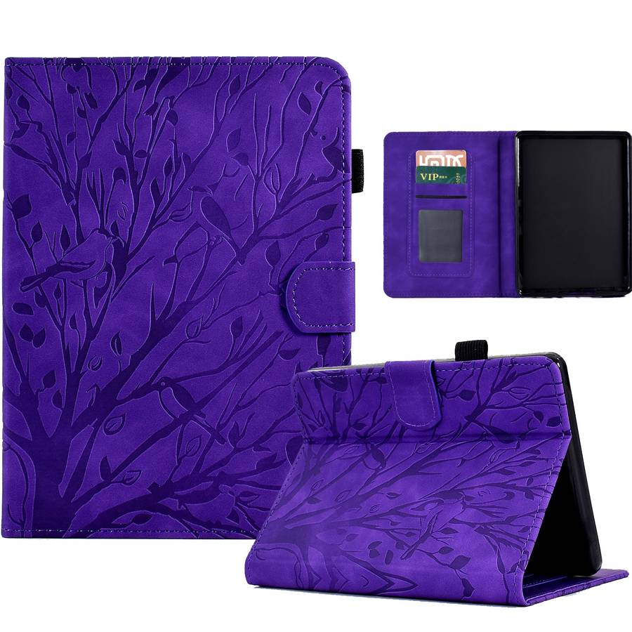 For Amazon Kindle 11th 2022 Fortune Tree Pressure Flower PU Tablet Case with Wake-up / Sleep Functio