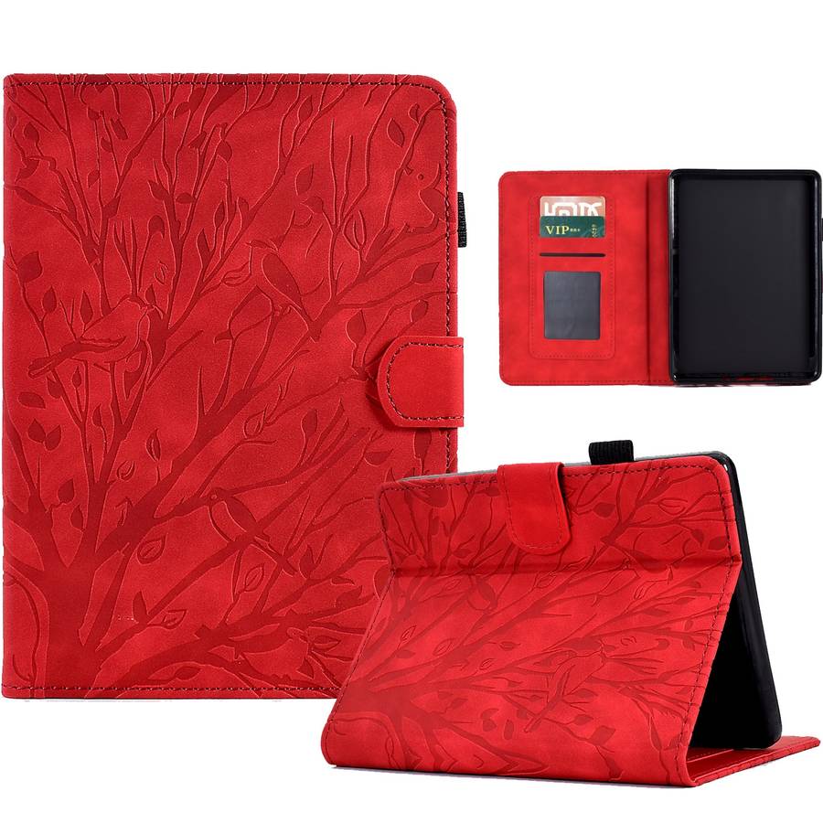 For Amazon Kindle 11th 2022 Fortune Tree Pressure Flower PU Tablet Case with Wake-up / Sleep Functio