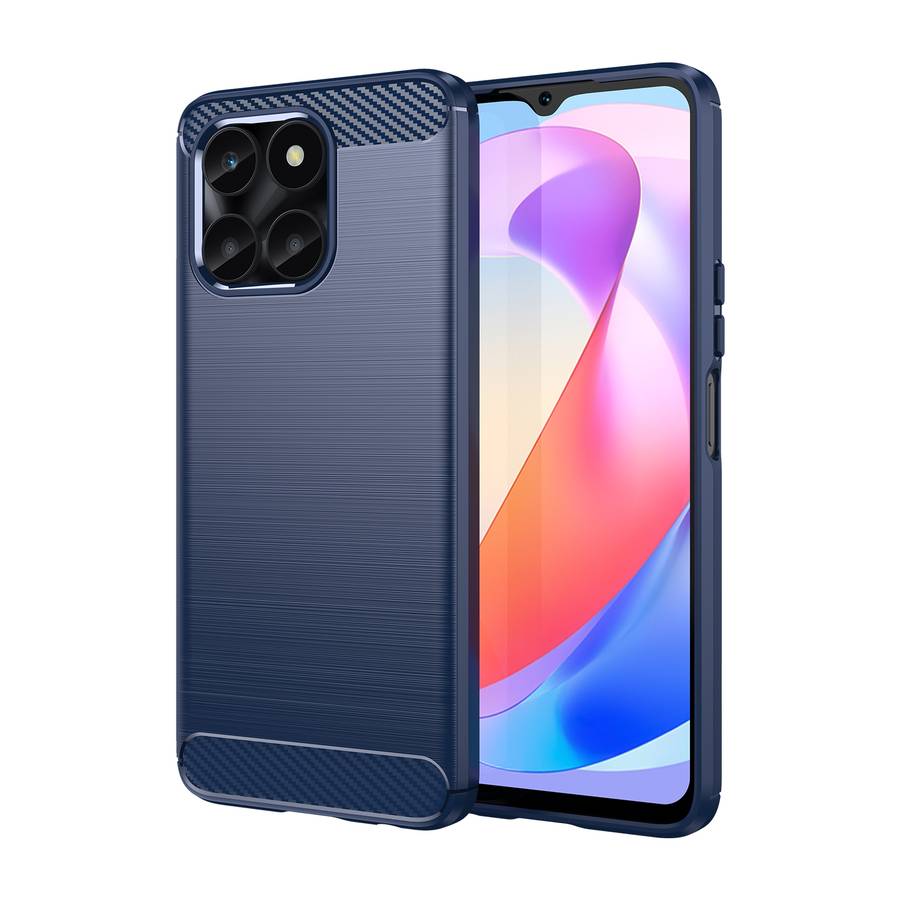 For Honor X6a Brushed Texture Carbon Fiber TPU Phone Case(Blue)