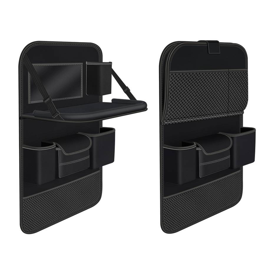 4041 Napa Texture Leather Car Seat Back Storage Bag Folding Dining Table(Black)