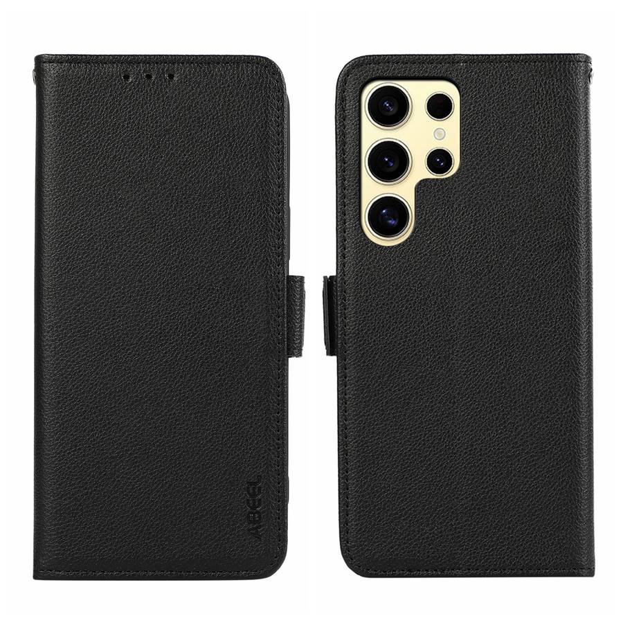 For Samsung Galaxy S23 Ultra 5G ABEEL Side-Magnetic Litchi Pattern Leather RFID Phone Case(Blac