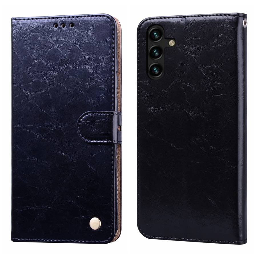 For Samsung Galaxy A04 / A04s Oil Wax Texture Shockproof Flip Leather Phone Case(Black)