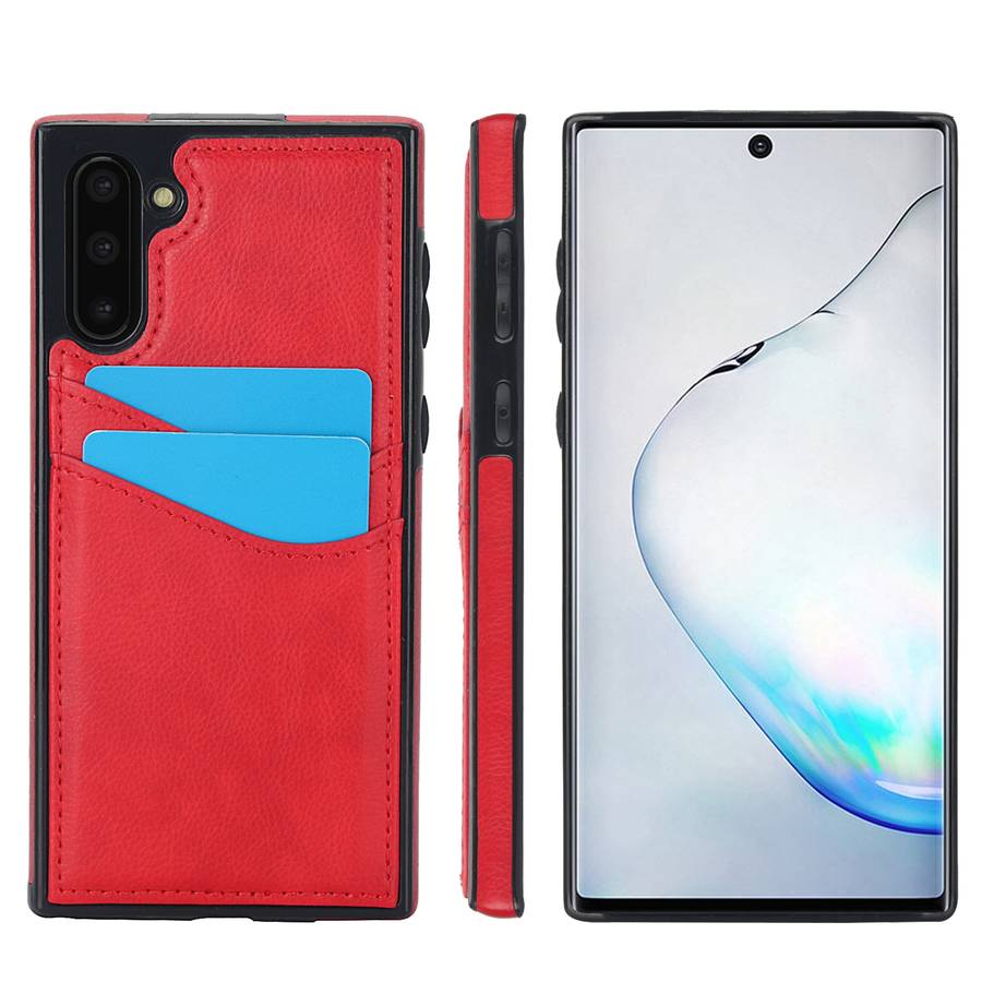 For Samsung Galaxy Note10 Litchi Leather Skin Card Slots Phone Case(Red)