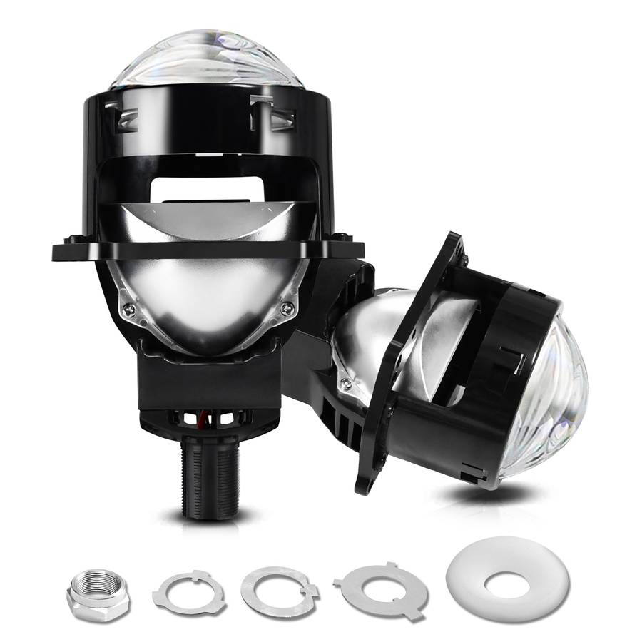 T01 1 Pair 3 inch Car Bifocal LED Lens Headlight, Left Driving (Black)