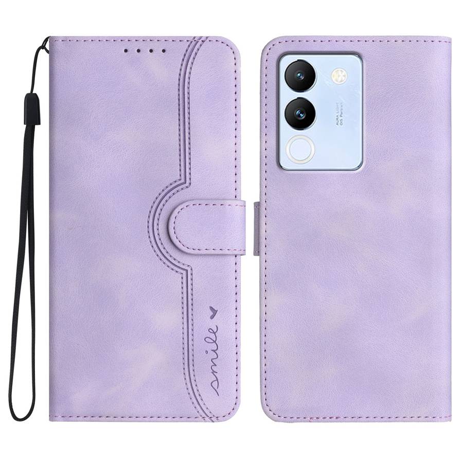 For vivo V29e 5G Global/Y200 5G Global Heart Pattern Skin Feel Leather Phone Case(Purple)