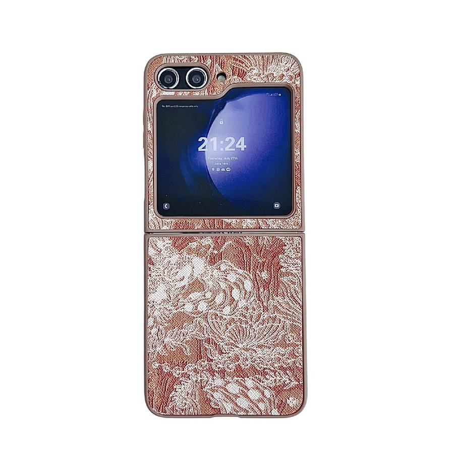 For Samsung Galaxy Z Flip6 Embroidery Style Full Coverage Phone Case(Orange)