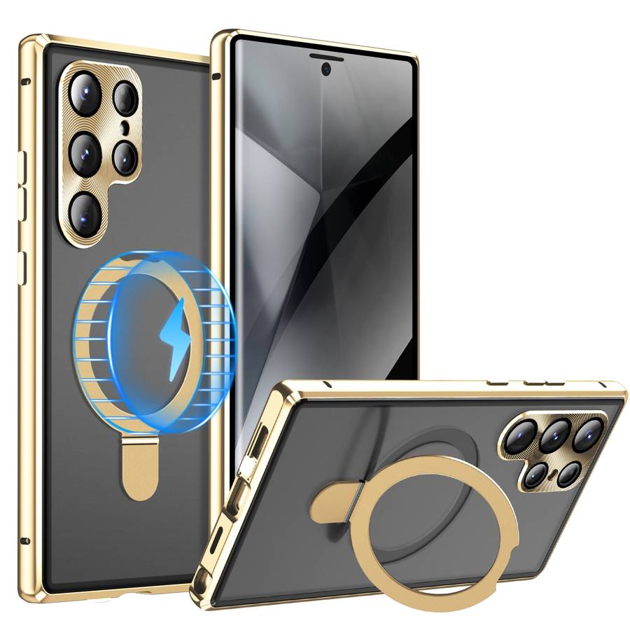 For Samsung Galaxy S23 Ultra 5G MagSafe Magnetic Privacy Frosted Tempered Glass Holder Phone Ca