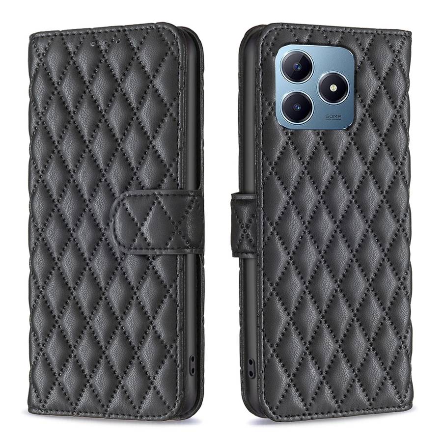 For Realme C61 / C63 Diamond Lattice Wallet Flip Leather Phone Case(Black)