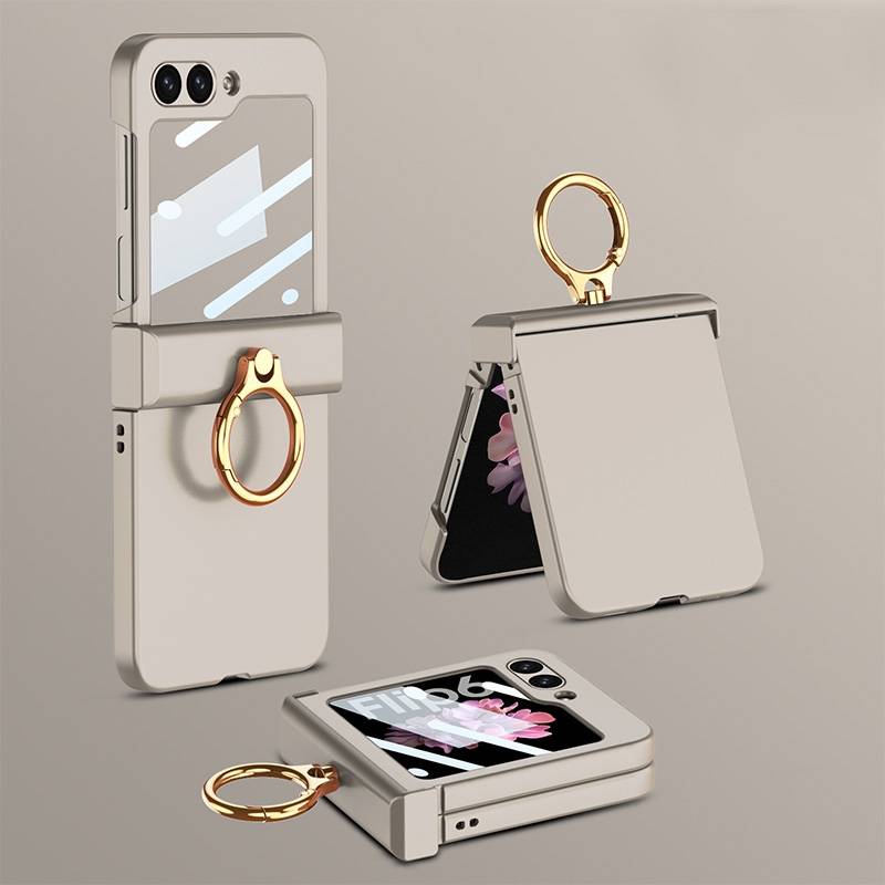 For Samsung Galaxy Z Flip6 GKK Integrated Ultra-thin Hinge Full Coverage Phone Case with Ring(T