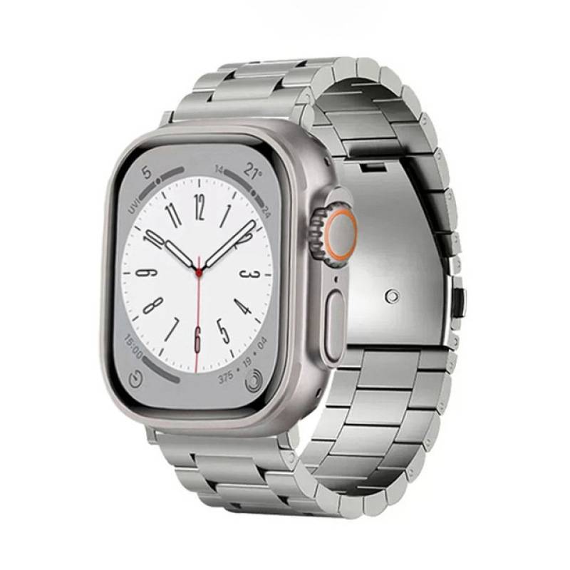 For Apple Watch Ultra 49mm 3-Bead Flat Buckle Titanium Alloy Watch Band(Silver)