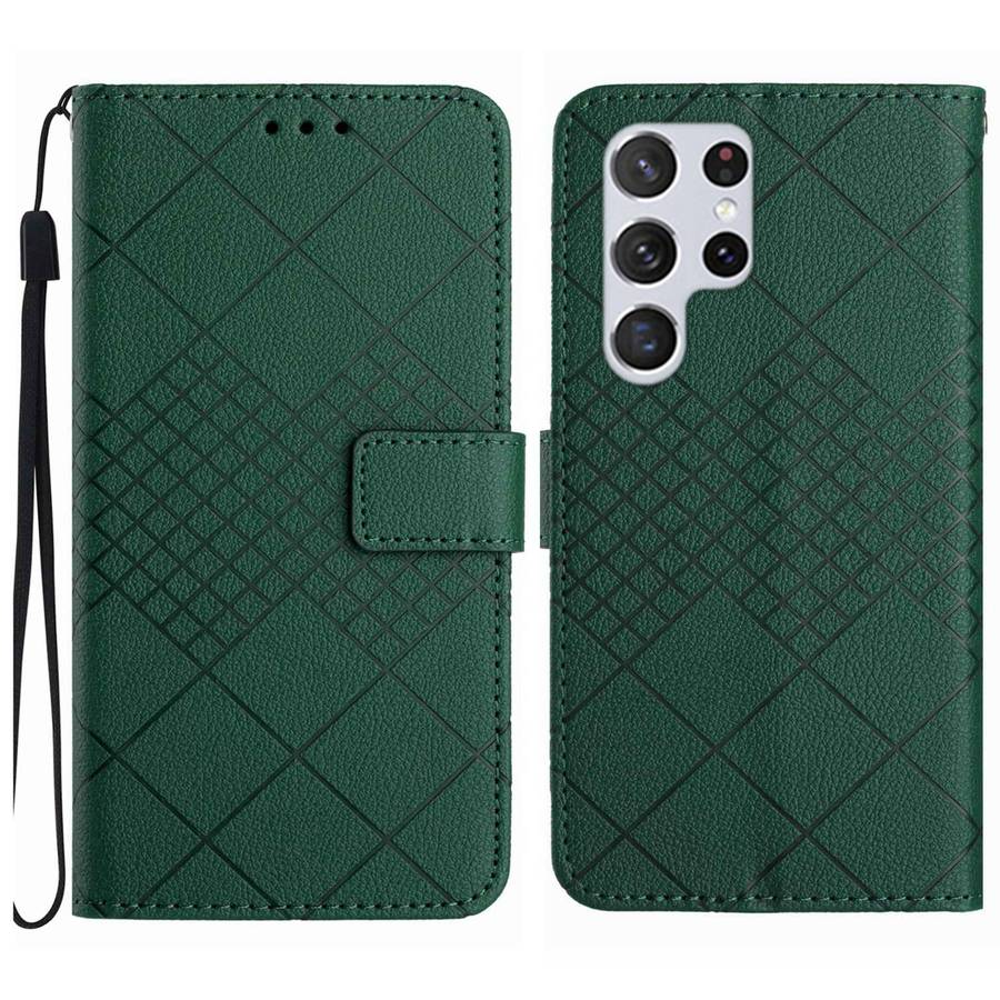 For Samsung Galaxy S25 Ultra 5G Rhombic Grid Texture Leather Phone Case(Purple)