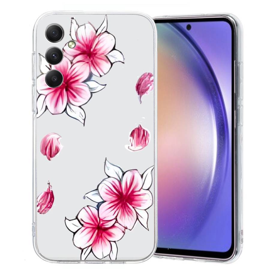 For Samsung Galaxy A25 5G Colored Drawing Pattern Transparent TPU Phone Case(Sakura)