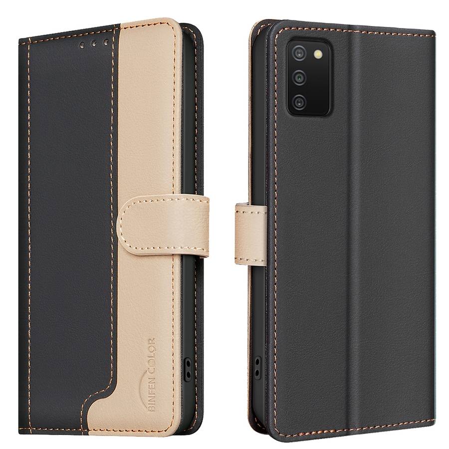 For Samsung Galaxy A03s / A02s Color Matching RFID Anti-theft Leather Phone Case(Black)