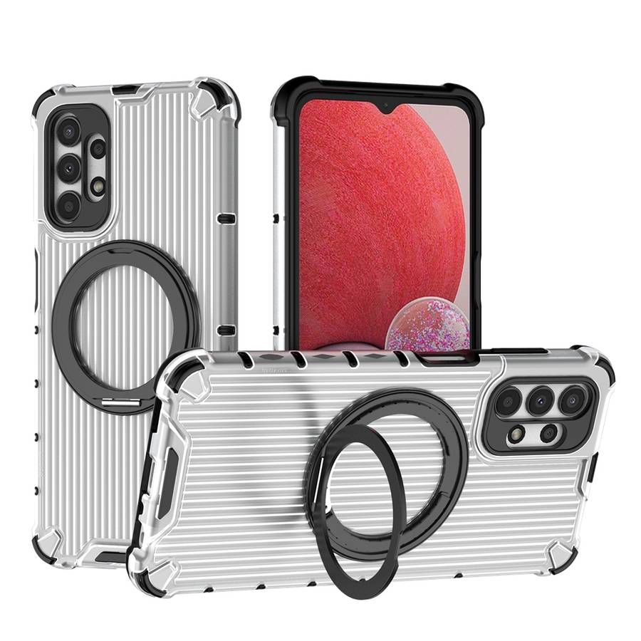 For Samsung Galaxy A13 5G Grating 360 Degree Rotating Holder Shockproof Phone Case(Transparent)