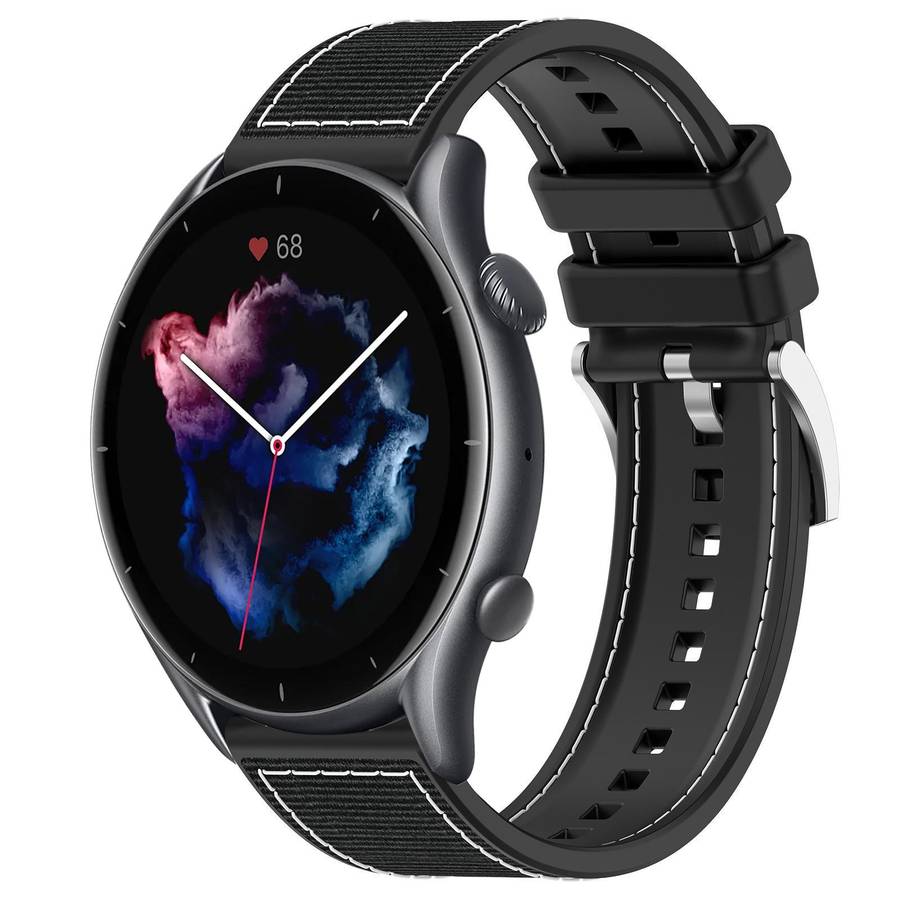 22mm For Amazfit GTR 4 / GTR 3 / GTR 3 Pro xDfind Hybrid Nylon Braid Silicone Watch Band(Midnight Bl