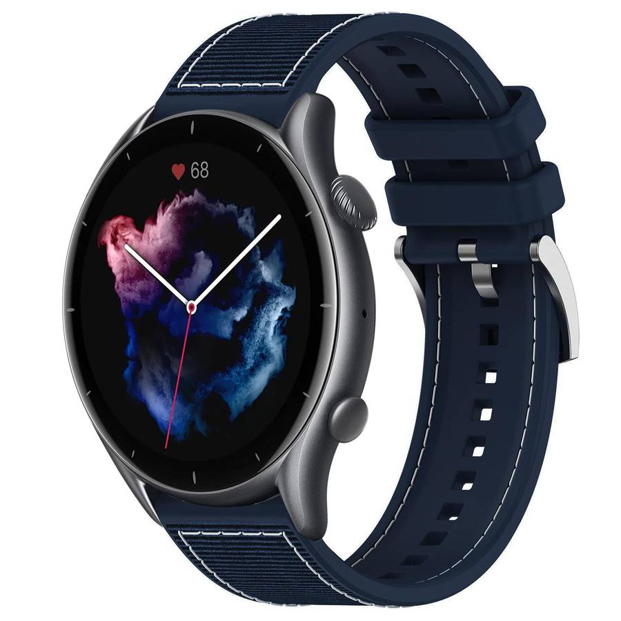 22mm For Amazfit GTR 4 / GTR 3 / GTR 3 Pro xDfind Hybrid Nylon Braid Silicone Watch Band(Midnight Bl