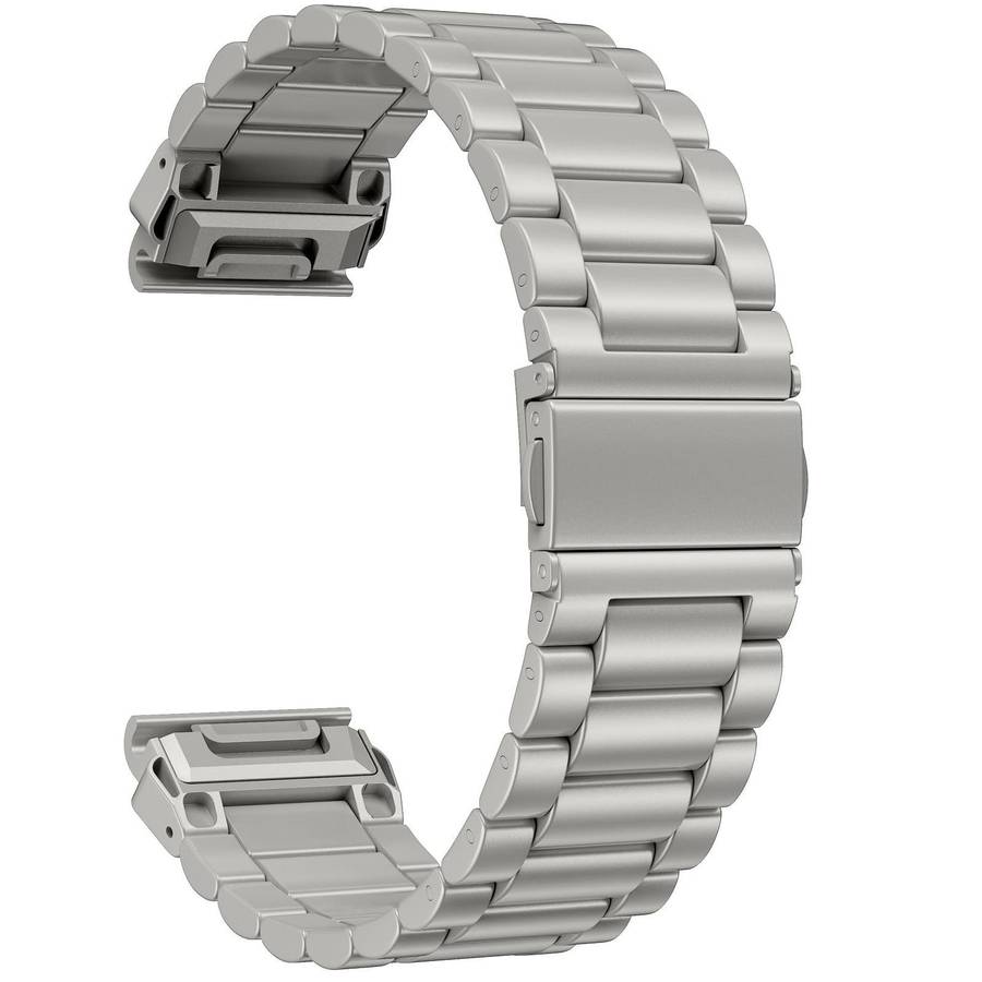 For Garmin 26mm Integrated Tactix Three Beads Folding Clasp Stainless Steel Watch Band(Black)