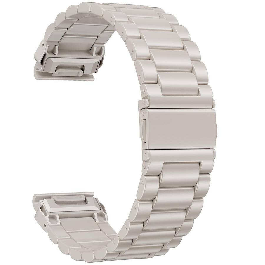 For Garmin 26mm Integrated Tactix Three Beads Folding Clasp Stainless Steel Watch Band(Black)
