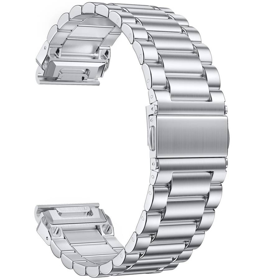 For Garmin 26mm Integrated Tactix Three Beads Folding Clasp Stainless Steel Watch Band(Black)