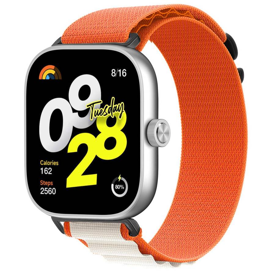 For Xiaomi Band 10 Pro / Redmi Watch 6 / 5 Alpine Nylon Loop Watch Band(Orange White)