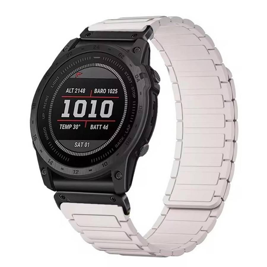 For Garmin 22mm Three Beads Magnetic Silicone Watch Band(Black Orange+Black Connector)
