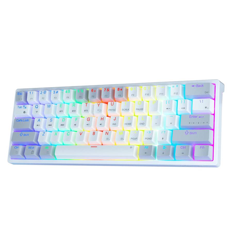 SOLAKAKA SK961 Tri-mode RGB 61 Keys Wireless Mechanical Keyboard, Type:Red Axis(White Blue)