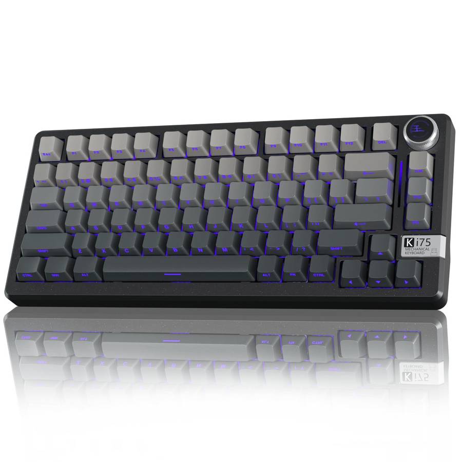SOLAKAKA Ki75 Tri-mode RGB Side-Legend Wireless Mechanical Keyboard, Type:Seiya Switch(Gradient Gray