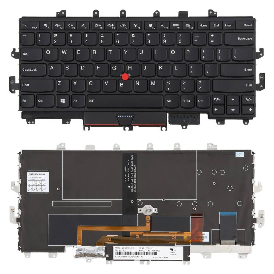 US Version Backlit Laptop Keyboard with Pointing for Lenovo ThinkPad X1 Yoga 1ST 00PA042(Black)