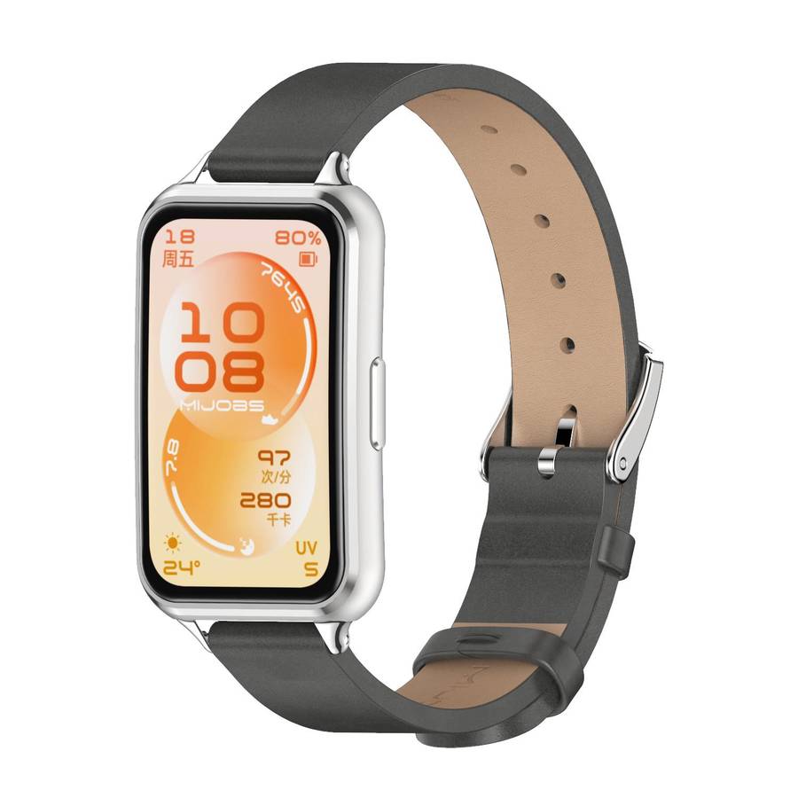 For Huawei Band 11 / Band 11 Pro MIJOBS Microfiber Vegan Leather Watch Band(White Silver)