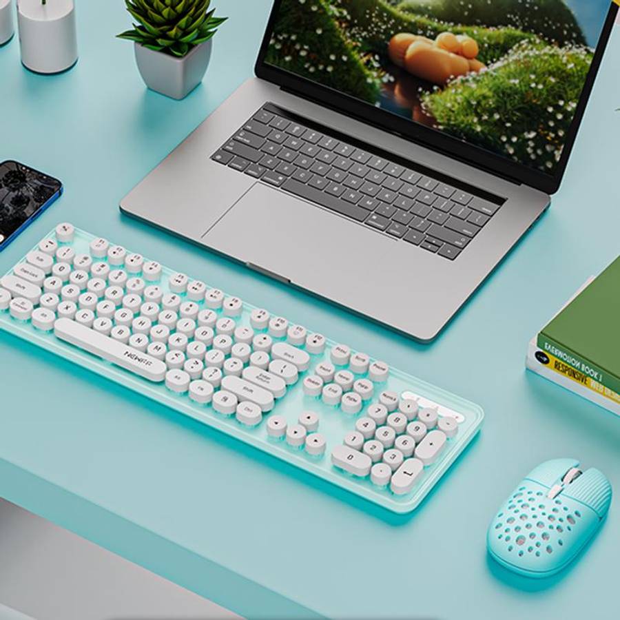 SHIPADOO EF128 2.4G 4800 DPI Wireless Keyboard Mouse Set, Solid Color Series(Green)