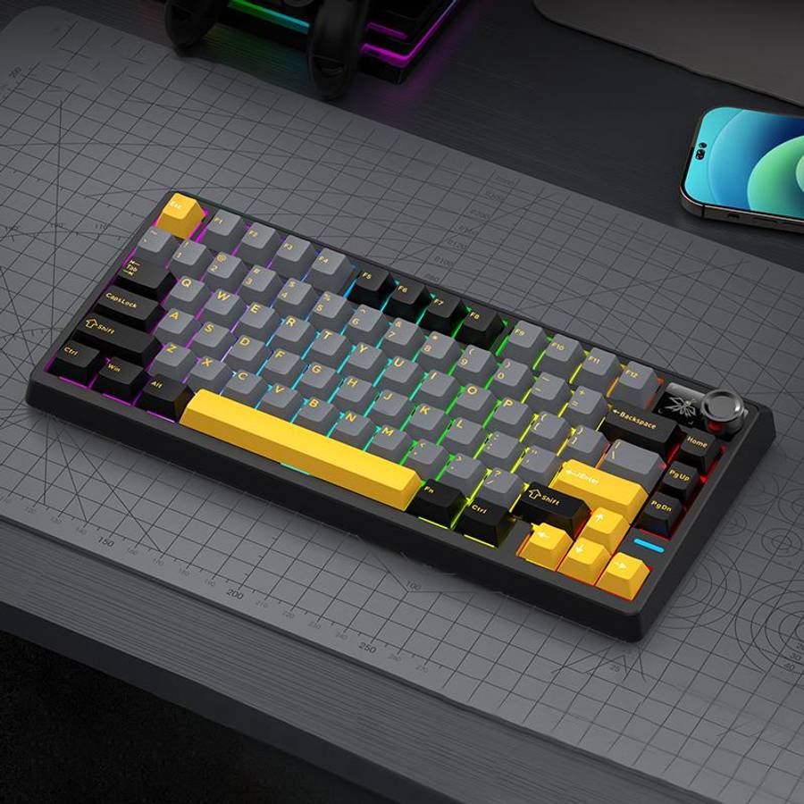 SHIPADOO JK750 Blue Switch RGB 79 Keys Three Modes Mechanical Keyboard(Glacier Blue)