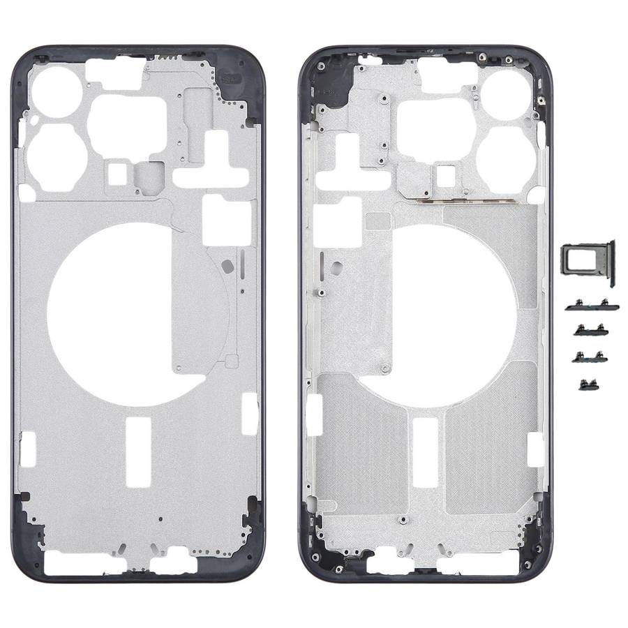 For iPhone 15 Pro Max Middle Frame Bezel Plate with Side Keys + Card Tray, Version:CE EU Version (Bl