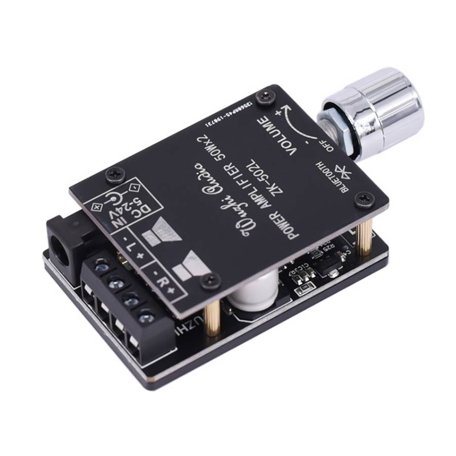 ZK-502L Bluetooth 5.0 12/24V Wireless Stereo Audio Digital Power Amplifier Board 50Wx2 Bluetooth Amp