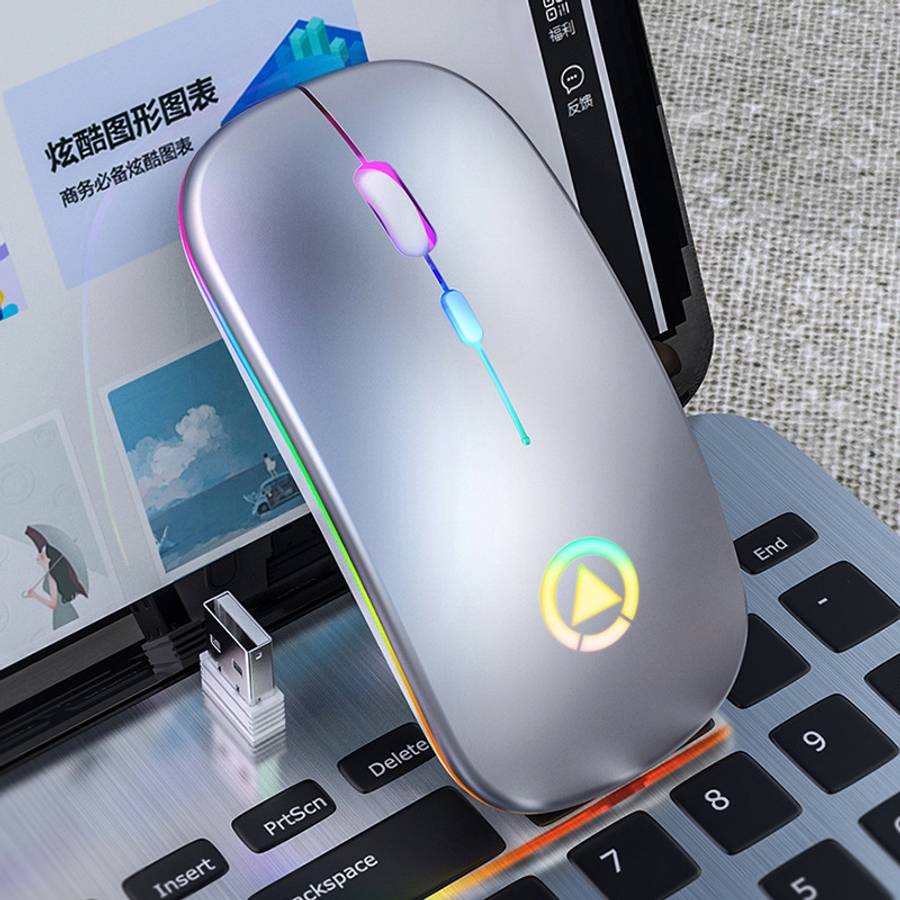 YINDIAO A2 2.4GHz 1600DPI 3-modes Adjustable RGB Light Rechargeable Wireless Silent Mouse (Black)
